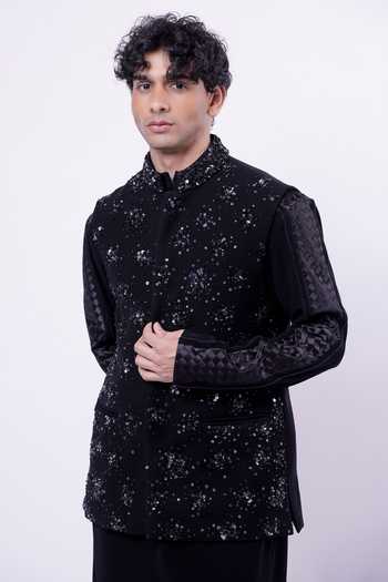 Siddhant Agrawal Orion Bloom Embroidered Nehru Jacket 