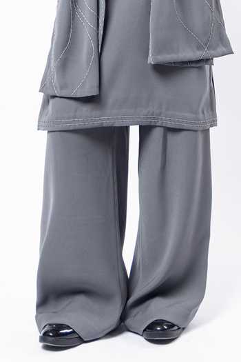 Siddhant Agrawal Grey Crepe, Polyester Ethereal Root Embroidered Kurta Set Online at Aza Fashions Siddhant Agrawal_Grey Crepe, Polyester Ethereal Root Embroidered Kurta Set _Online_at_Aza_Fashions