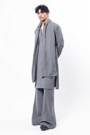 Shop Siddhant Agrawal Grey Crepe, Polyester Ethereal Root Embroidered Kurta Set Online at Aza Fashions Shop_Siddhant Agrawal_Grey Crepe, Polyester Ethereal Root Embroidered Kurta Set _Online_at_Aza_Fashions