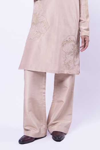 Siddhant Agrawal Beige Tissue Wilted Bloom Embroidered Kurta Set Online at Aza Fashions Siddhant Agrawal_Beige Tissue Wilted Bloom Embroidered Kurta Set _Online_at_Aza_Fashions