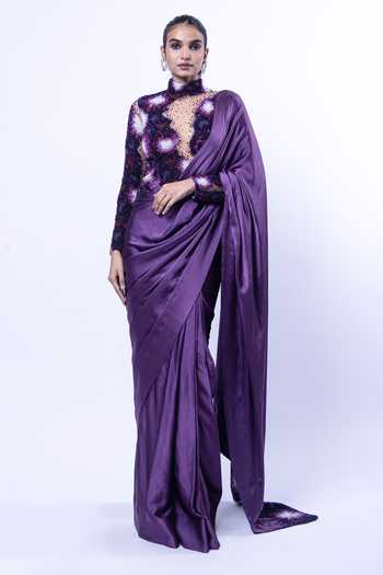 Siddhant Agrawal Lichen Frost Pre-Draped Saree With Embroidered Blouse 