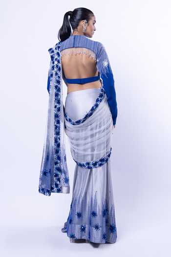 Siddhant Agrawal Coral Constellation Embellished Saree With Blouse 