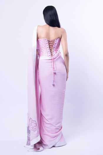 Siddhant Agrawal Mist Bloom Saree With Embroidered Blouse
