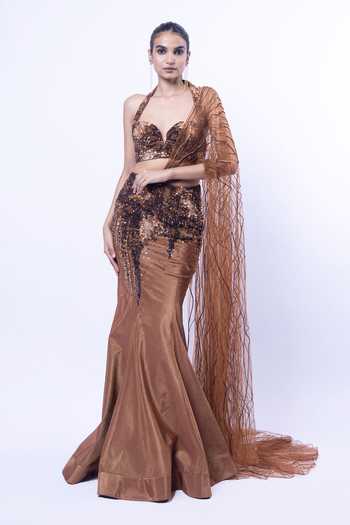 Siddhant Agrawal Molten Mirage Pre-Draped Lehenga Saree With Blouse