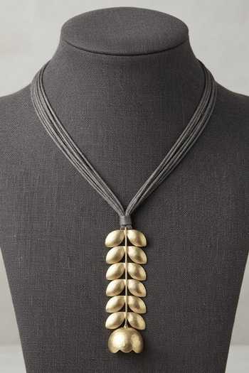 Zaza By Somya Gold Plated The Fern Stem Pendant Necklace Online at Aza Fashions Zaza By Somya_Gold Plated The Fern Stem Pendant Necklace _Online_at_Aza_Fashions
