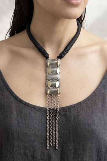 Zaza By Somya Chainfall Oxidised Necklace 