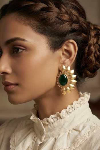 Zaza By Somya The Green Crescent Earrings 