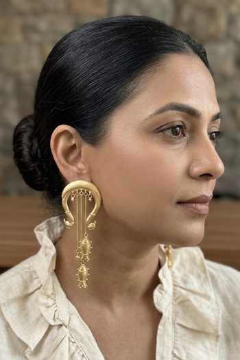 Zaza By Somya Crescent Shaped Cascade Earrings 