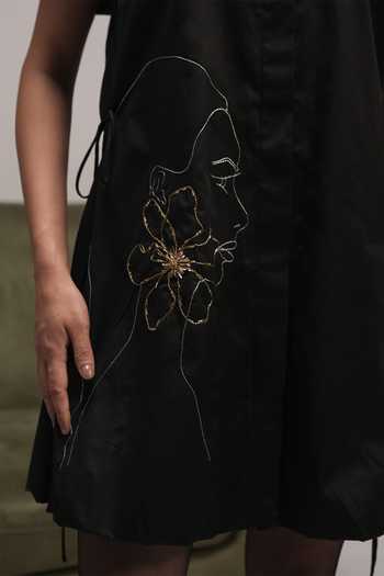 Buy Zilaire Black Cotton Collared , Button-down Embroidered Shirt Dress Online at Aza Fashions Buy_Zilaire_Black Cotton Collared , Button-down Embroidered Shirt Dress _Online_at_Aza_Fashions