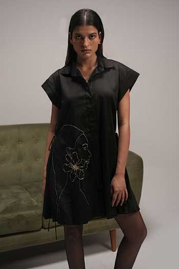 Zilaire Embroidered Cotton Shirt Dress 
