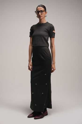 Zilaire Embroidered T Shirt & Skirt Set 