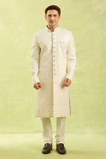 Buy Arihant Rai Sinha Cream Embroidery Hand Sherwani Set Online at Aza Fashions Buy_Arihant Rai Sinha_Cream Embroidery Hand Sherwani Set _Online_at_Aza_Fashions