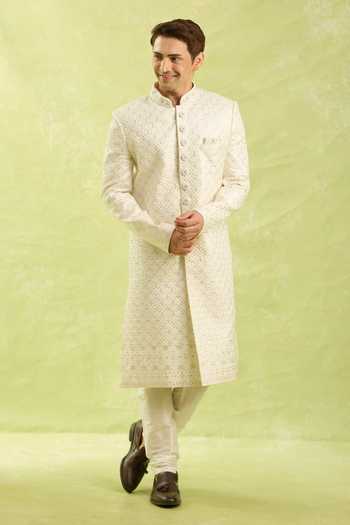 Shop Arihant Rai Sinha Cream Embroidery Hand Sherwani Set Online at Aza Fashions Shop_Arihant Rai Sinha_Cream Embroidery Hand Sherwani Set _Online_at_Aza_Fashions