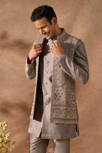Arihant Rai Sinha Pintuck Embroidered Sherwani Set 