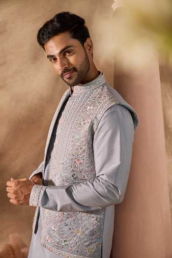 Arihant Rai Sinha Embroidered Bundi & Kurta Set 