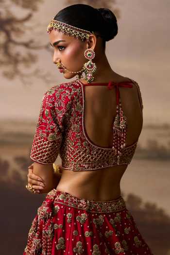ANGAD SINGH Darshan Raw Silk Bridal Lehenga Set 