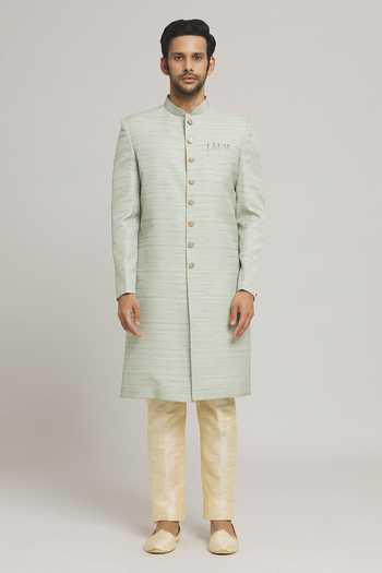 Buy_Arihant Rai Sinha_Green Bamboo Nawabi Sherwani And Pant Set _Online_at_Aza_Fashions