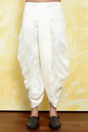 Buy_Arihant Rai Sinha_Cream Silk Embroidery Bloom Kurta With Dhoti Pant _Online_at_Aza_Fashions