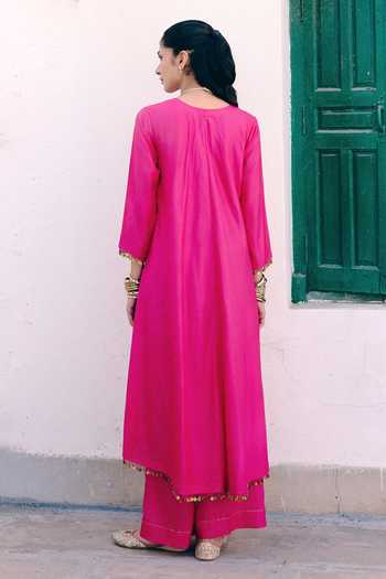 Pink City by Sarika Lotus Gherdaar Embroidered Kurta & Pant Set