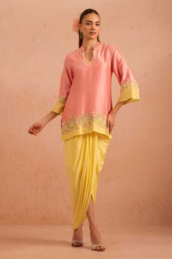 Tarini Vij Ziyara Embroidered Kurta & Dhoti Skirt Set 