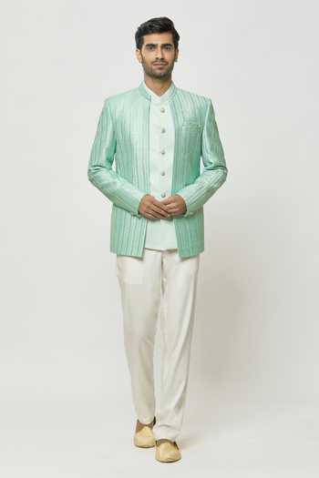 Buy Arihant Rai Sinha Green Silk Sequins, Embroidery Thread Work Jodhpuri With Short Kurta Online at Aza Fashions Buy_Arihant Rai Sinha_Green Silk Sequins, Embroidery Thread Work Jodhpuri With Short Kurta _Online_at_Aza_Fashions