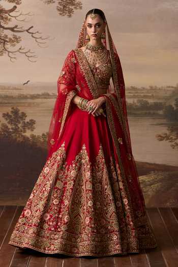ANGAD SINGH Mehr Raw Silk Bridal Lehenga Set 