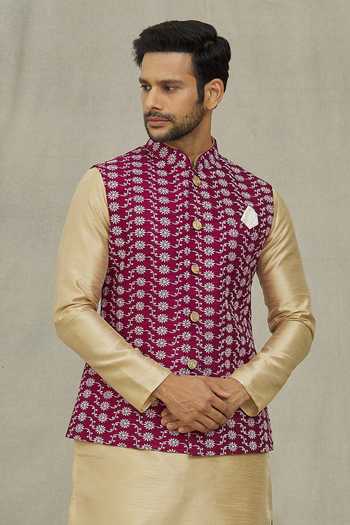 Arihant Rai Sinha Floral Thread Embroidered Bundi 