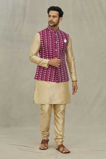Buy Arihant Rai Sinha Maroon Silk Embroidery Floral Thread Bundi Buy_Arihant Rai Sinha_Maroon Silk Embroidery Floral Thread Bundi