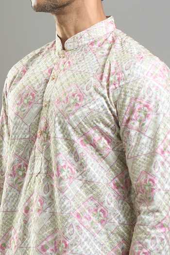 Arihant Rai Sinha Green Cotton, Polyester, Viscose Embroidery, Geometric Thread And Kurta Set Online at Aza Fashions Arihant Rai Sinha_Green Cotton, Polyester, Viscose Embroidery, Geometric Thread And Kurta Set _Online_at_Aza_Fashions