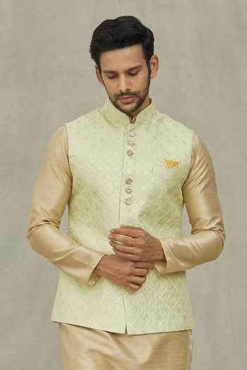 Buy Arihant Rai Sinha Green Silk Sequins, Embroidery Diamond Bundi at Aza Fashions Buy_Arihant Rai Sinha_Green Silk Sequins, Embroidery Diamond Bundi _at_Aza_Fashions