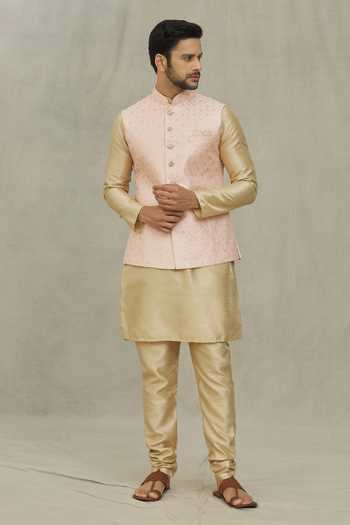 Buy Arihant Rai Sinha Pink Silk Sequins, Embroidery Geometric Bundi Buy_Arihant Rai Sinha_Pink Silk Sequins, Embroidery Geometric Bundi