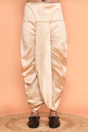 Arihant Rai Sinha_Beige Silk Embroidery Floral Placket Kurta With Dhoti Pant _Online_at_Aza_Fashions