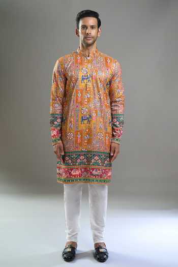 Arihant Rai Sinha Orange Cotton, Viscose, Polyester Embroidery, Sequins Thread And Kurta Set Online at Aza Fashions Arihant Rai Sinha_Orange Cotton, Viscose, Polyester Embroidery, Sequins Thread And Kurta Set _Online_at_Aza_Fashions