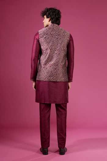 Arihant Rai Sinha Jacquard Sleeveless Nehru Jacket Set 