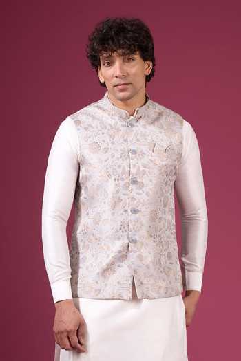 Arihant Rai Sinha Floral Garden Pattern Nehru Jacket Kurta Set 