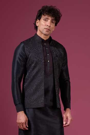 Arihant Rai Sinha Jacquard Nehru Jacket Kurta Set