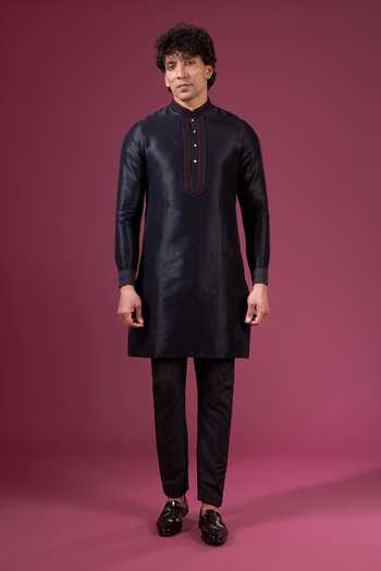 Shop Arihant Rai Sinha Black Jacquard, Silk Nehru Jacket Kurta Set Online at Aza Fashions Shop_Arihant Rai Sinha_Black Jacquard, Silk Nehru Jacket Kurta Set _Online_at_Aza_Fashions