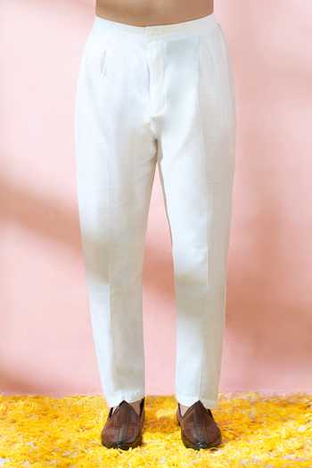 Shop_Arihant Rai Sinha_White Silk, Polyester, Viscose Embroidery, Sequins, Paisley Sherwani And Pant Set _Online_at_Aza_Fashions