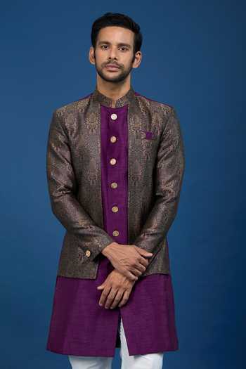 Arihant Rai Sinha Floral Woven Sherwani Set 