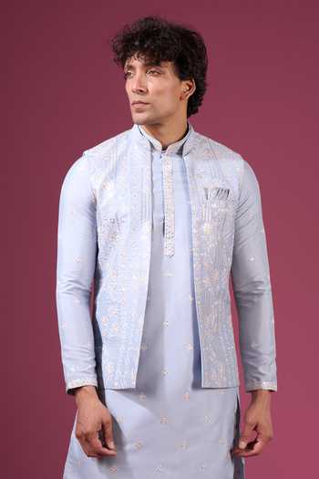 Arihant Rai Sinha Flower Pattern Nehru Jacket Kurta Set 