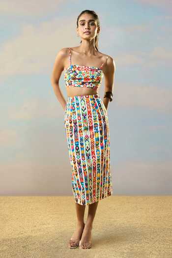 Dash And Dot Ikat Stripe Bandeau Top & Skirt Set