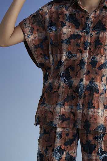 Shop Dash And Dot Black Cotton Collared Neck Distressed Structured Shirt Online at Aza Fashions Shop_Dash And Dot_Black Cotton Collared Neck Distressed Structured Shirt _Online_at_Aza_Fashions