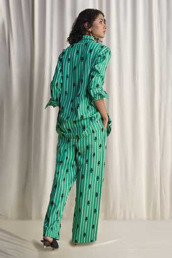 Dash And Dot Motif Bead Embroidered Pant