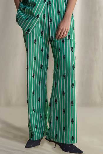 Buy Dash And Dot Green Cotton Motif Bead Embroidered Pant Online at Aza Fashions Buy_Dash And Dot_Green Cotton Motif Bead Embroidered Pant _Online_at_Aza_Fashions