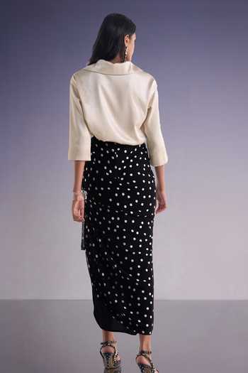 Dash And Dot Boxy Popover Top & Polka Dot Draped Skirt