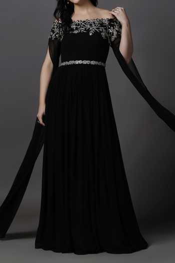 Buy Pooja Peshoria Black Neckline Embroidered Gown For Kids Online at Aza Fashions Buy_Pooja Peshoria_Black Neckline Embroidered Gown For Kids_Online_at_Aza_Fashions