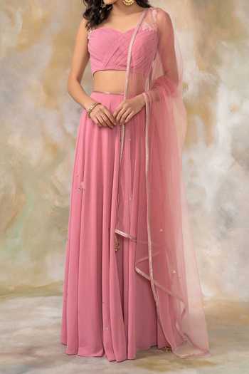 Buy Pooja Peshoria Pink Net, Georgette Embellished Lehenga Set For Kids Online at Aza Fashions Buy_Pooja Peshoria_Pink Net, Georgette Embellished Lehenga Set For Kids_Online_at_Aza_Fashions