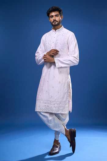 Arihant Rai Sinha Pink Silk Embroidery, Mirrors Floral And Work Kurta Pant Set Online at Aza Fashions Arihant Rai Sinha_Pink Silk Embroidery, Mirrors Floral And Work Kurta Pant Set _Online_at_Aza_Fashions