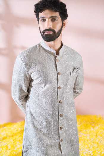 Arihant Rai Sinha Paisley Thread & Sequin Embroidered Sherwani Pant Set 