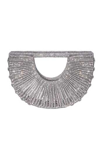Shop FOREVER NOOR Silver Daisy Crystal Embellished Bag Online at Aza Fashions Shop_FOREVER NOOR_Silver Daisy Crystal Embellished Bag _Online_at_Aza_Fashions